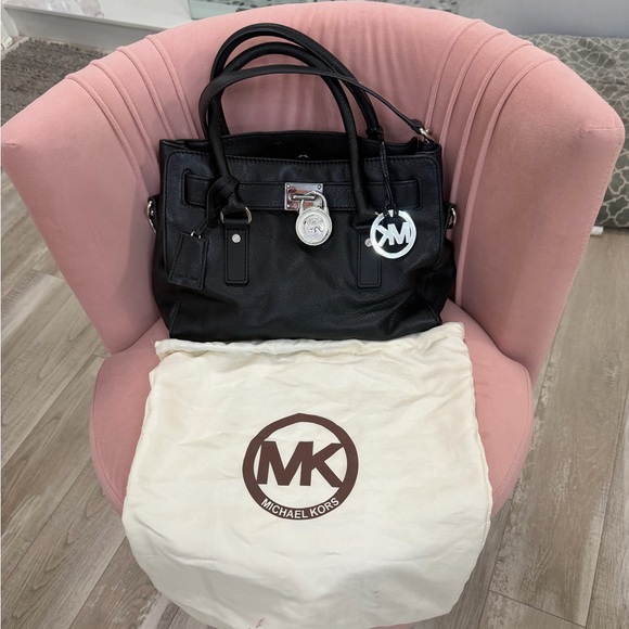 Michael Kors Handbags - Michael Kors Black Hamilton Bag with Silver Hardware
